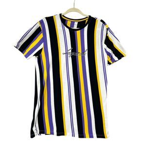 Vox Populi Multicolor Short Sleeve Legend Print‎ Striped T-shirt Size Large